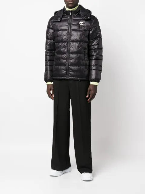 Karl Lagerfeld logo-patch hooded puffer jacket