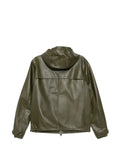 LES HOMMES leather hooded jacket
