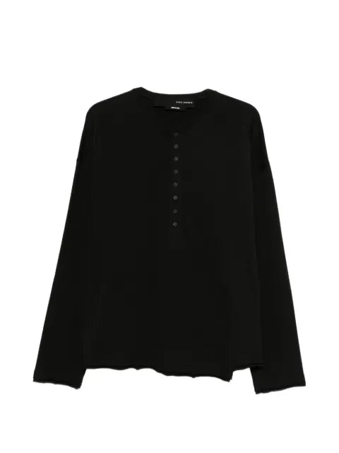 Isabel Benenato button-placket raw-edge sweater