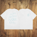 ASSC White Tee – Teal Vintage Print
